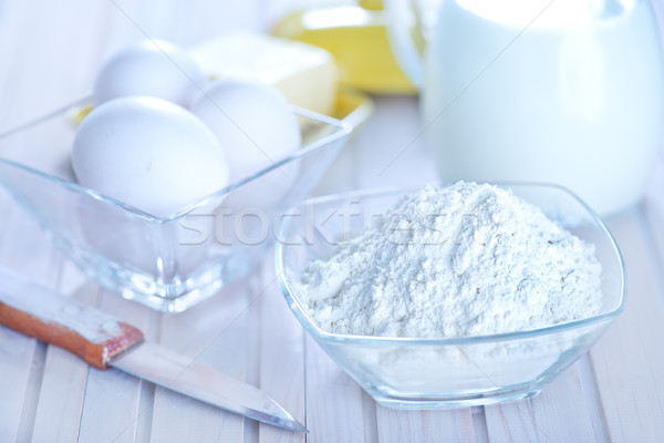 Ingredientes branco tabela madeira bolo beber Foto stock © tycoon