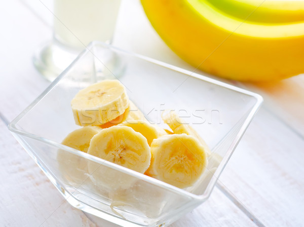 ストックフォト: 新鮮な · バナナ · ガラス · ボウル · ミルク · 健康