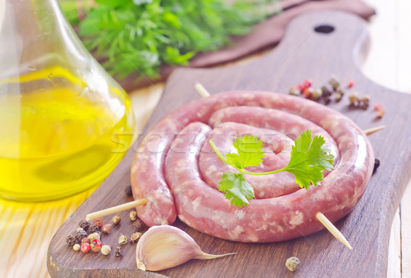 Saucisses alimentaire feuille blanche bord barbecue [[stock_photo]] © tycoon