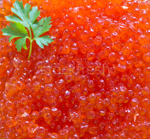 Rouge saumon caviar cuillère bol bois Photo stock © tycoon