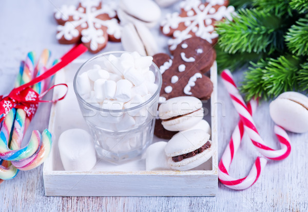 Zoete snoep cookies houten tafel achtergrond groene Stockfoto © tycoon