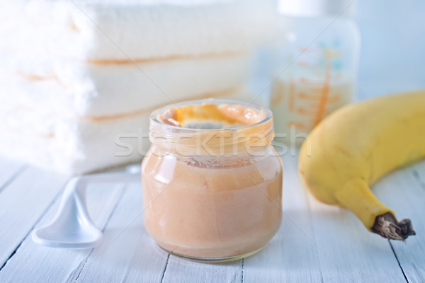 Alimento para bebé bebé frutas nino plátano cuchara Foto stock © tycoon