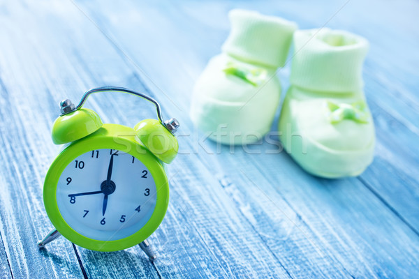 Saat bebek çorap arka plan mavi zaman Stok fotoğraf © tycoon