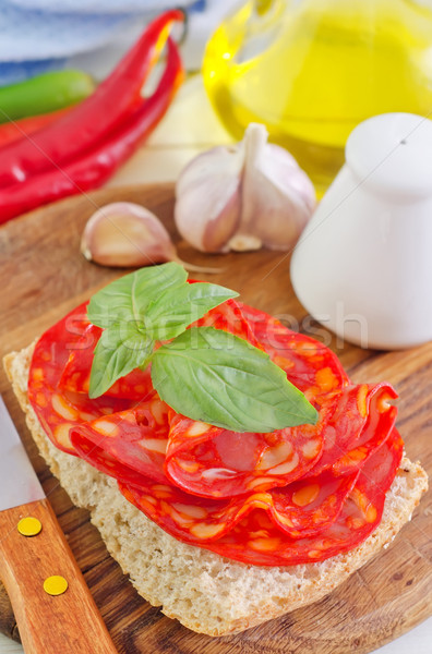 bread with salami Stock photo © tycoon