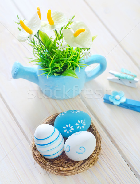 Ostereier Ostern Frühling Design Hintergrund blau Stock foto © tycoon