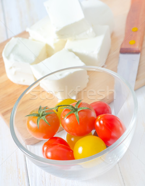 Foto stock: Feta · tomates · Óleo · branco · estilo · de · vida · fresco