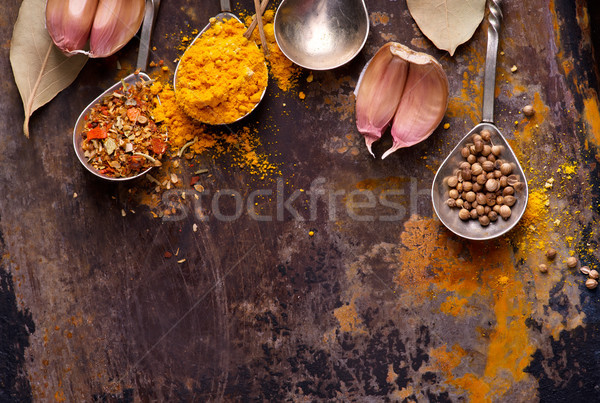 Aroma fűszer kanalak asztal piros szín Stock fotó © tycoon