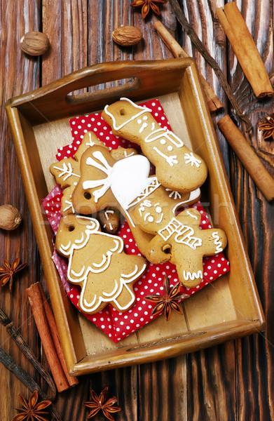 Imbir cookie christmas tabeli szczęśliwy tle Zdjęcia stock © tycoon