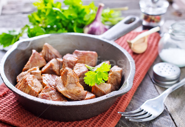 Sült hús serpenyő asztal étel étterem Stock fotó © tycoon