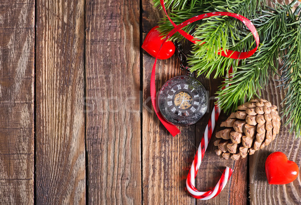 Stok fotoğraf: Noel · dekorasyon · ahşap · masa · kâğıt · ağaç · arka · plan