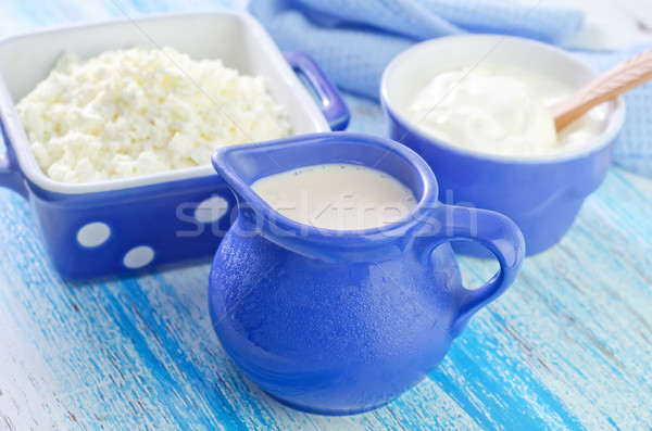 Foto stock: Casa · leche · crema · agria · alimentos · salud · azul