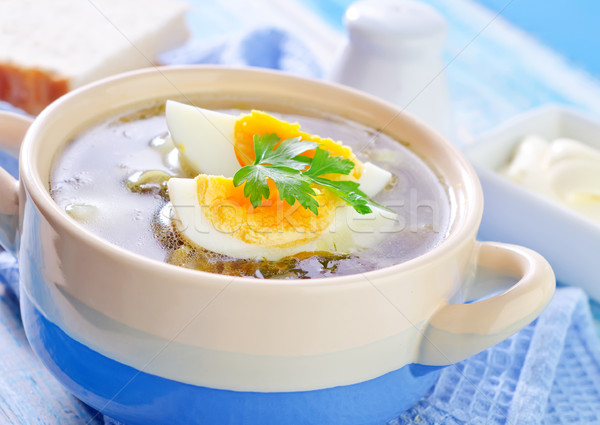 green soup with boiled eggs Stock photo © tycoon