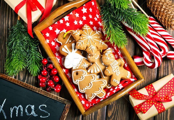 商業照片: 姜 · 餅乾 · 聖誕節 · 表 · 房子 · 樹