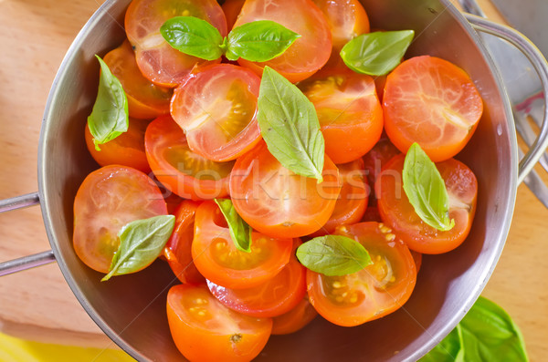 tomato with basil Stock photo © tycoon