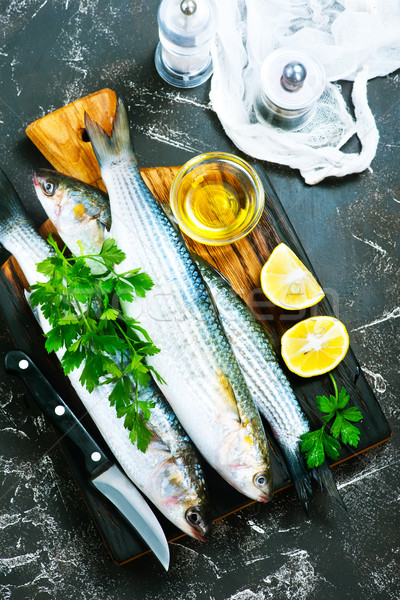 Ryb surowy przyprawy tabeli żywności Zdjęcia stock © tycoon