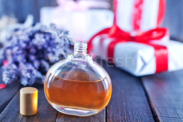 Parfum bouteille table en bois eau mode verre [[stock_photo]] © tycoon