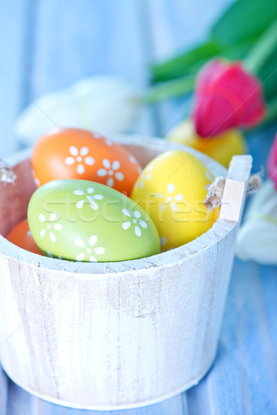 Easter eggs fiori tavola fiore amore legno Foto d'archivio © tycoon