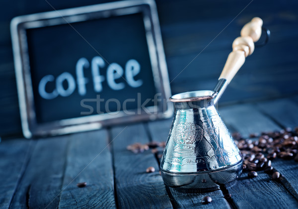 Caffè chicchi di caffè tavolo in legno bere relax bag Foto d'archivio © tycoon