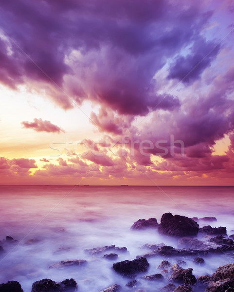 Deniz plaj gökyüzü gün batımı ışık arka plan Stok fotoğraf © tycoon