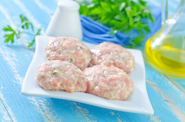 raw meat balls on plate Stock photo © tycoon