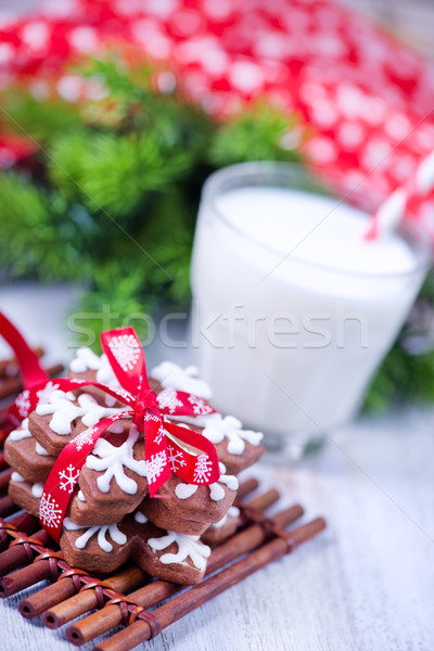 Sütik tej asztal üveg kenyér karácsony Stock fotó © tycoon