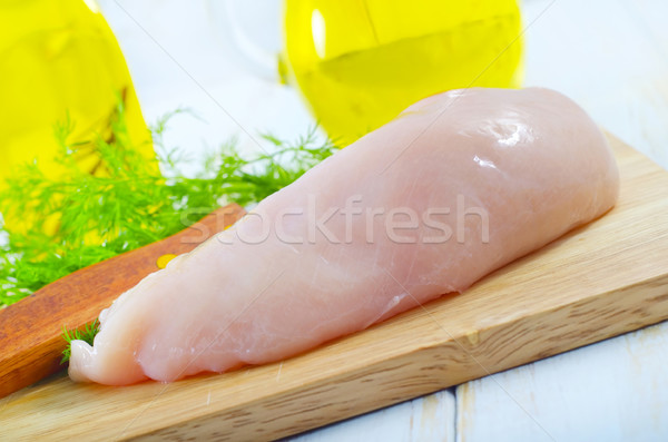 Kurczaka filet żywności drewna piersi pokładzie Zdjęcia stock © tycoon