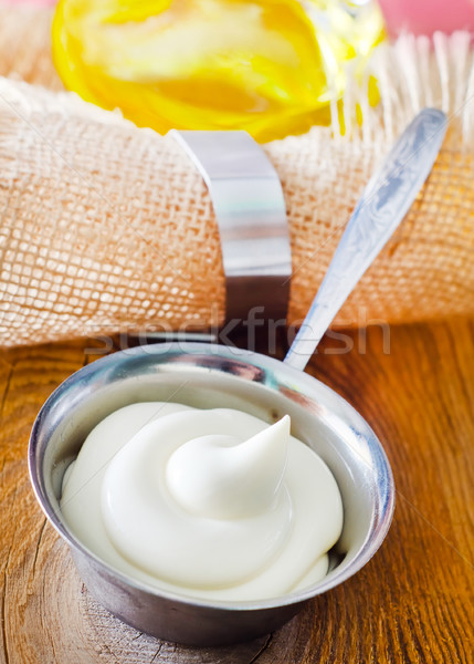 Fraîches mayonnaise sauce bol bois vert [[stock_photo]] © tycoon