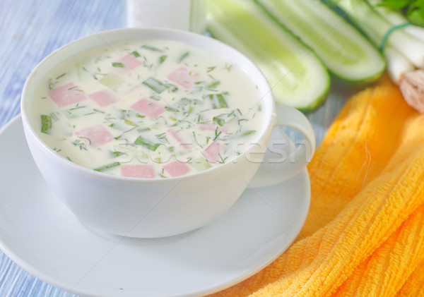Zimno zupa zielone kolor gotowania łyżka Zdjęcia stock © tycoon