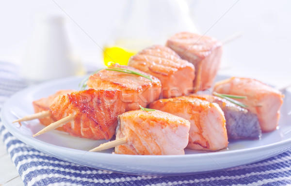 Сток-фото: лосося · кебаб · продовольствие · оранжевый · обеда · красный