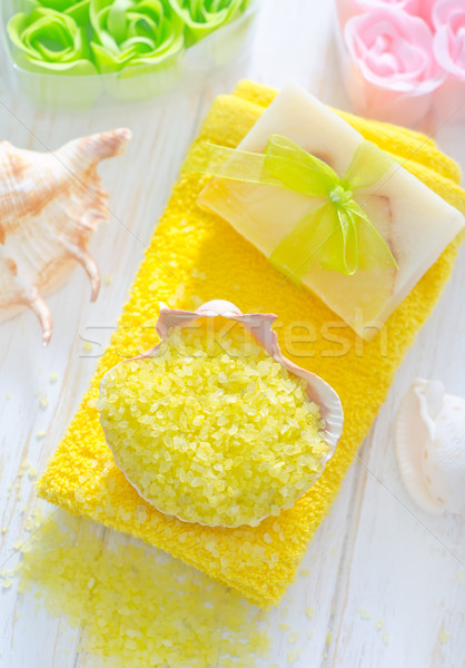 морская соль морем оранжевый медицина Spa ванны Сток-фото © tycoon