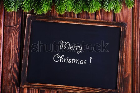 Christmas kerstboom tak houten tafel boom voedsel Stockfoto © tycoon