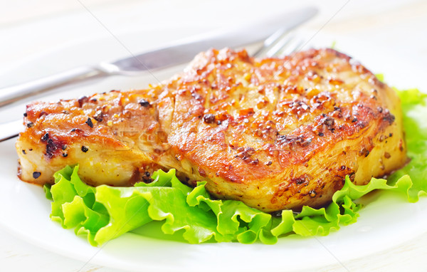 Steak vert plaque viande salade herbes [[stock_photo]] © tycoon