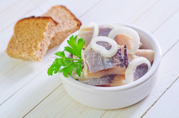 herring with onion and bread Stock photo © tycoon