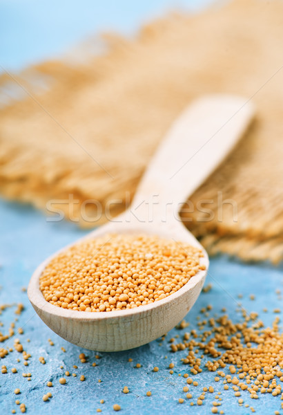 Musztarda nasion łyżka tabeli tekstury tle Zdjęcia stock © tycoon