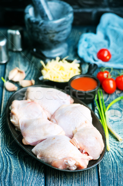 Surowy kurczaka mięsa tablicy tabeli kuchnia Zdjęcia stock © tycoon
