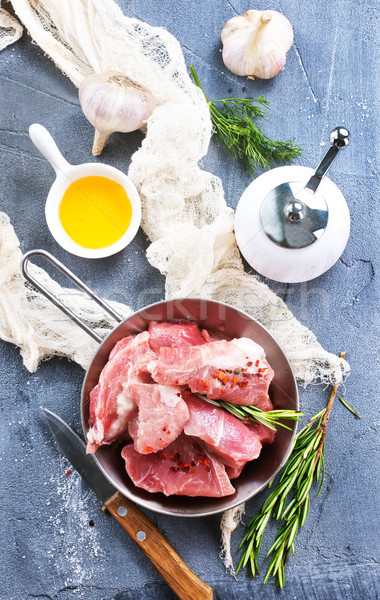 Сток-фото: сырой · мяса · нефть · Spice · таблице · продовольствие