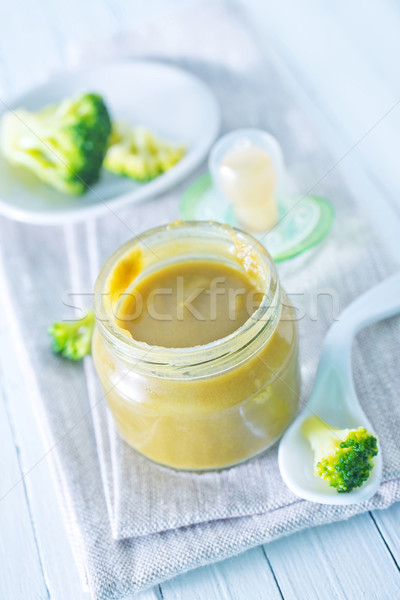Alimento para bebé vidrio banco mesa bebé nino Foto stock © tycoon