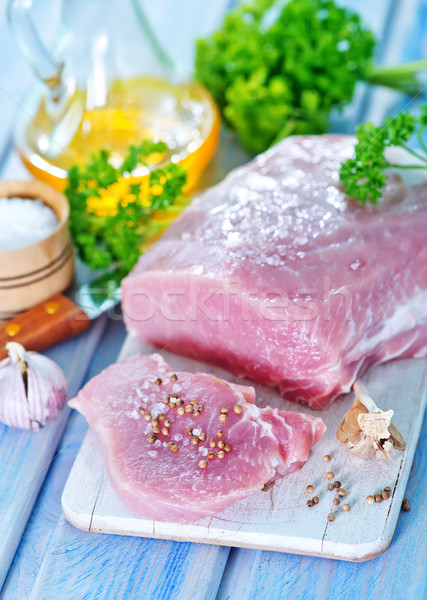 Foto stock: Carne · tempero · conselho · tabela · comida