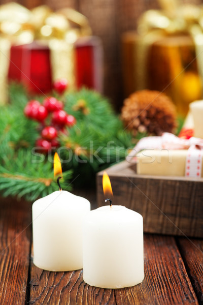 Velas fita tabela natal decoração morte Foto stock © tycoon