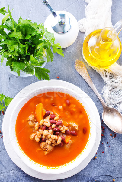 Minestra di fagioli zuppa bean carne ciotola rosso Foto d'archivio © tycoon