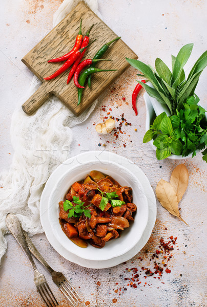 fried mushrooms with vegetables Stock photo © tycoon