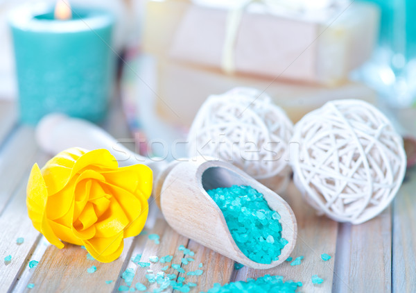 Sól morska mydło drewniany stół wiosną ciało piękna Zdjęcia stock © tycoon