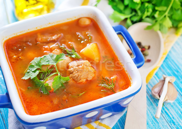 Sopa de feijão cozinha pão cozinhar cenoura comer Foto stock © tycoon