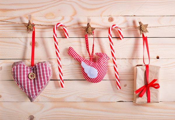 Natale decorazione tavolo in legno carta albero sfondo Foto d'archivio © tycoon