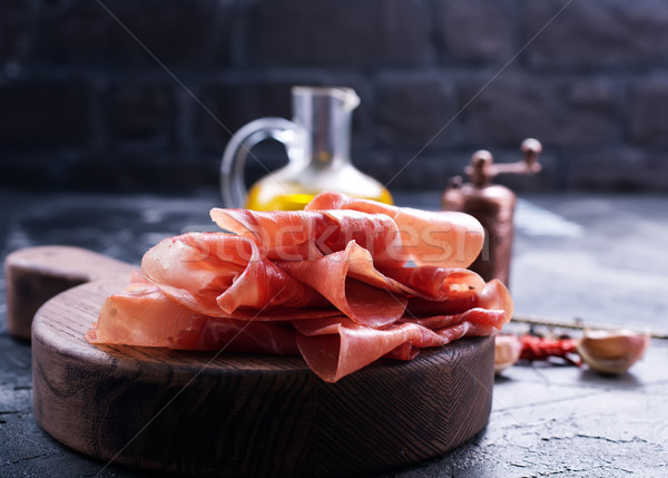 Prosciutto baharat plaka stok fotoğraf gıda Stok fotoğraf © tycoon