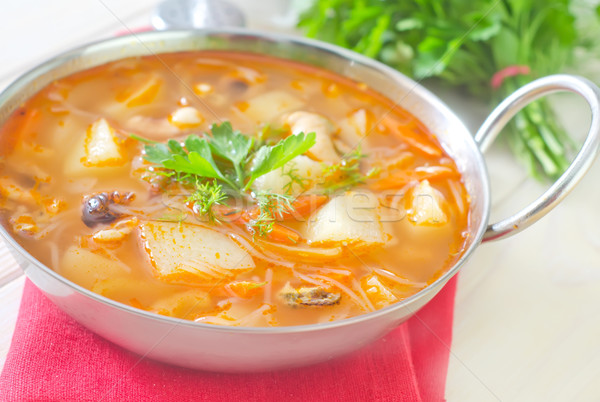 Vers soep voedsel zee Rood plaat Stockfoto © tycoon