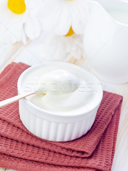 Tejföl fény konyha vacsora tányér fehér Stock fotó © tycoon