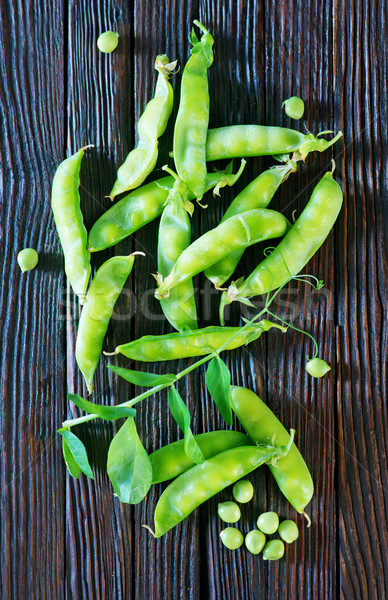 Foto stock: Verde · chícharos · mesa · frescos · madera