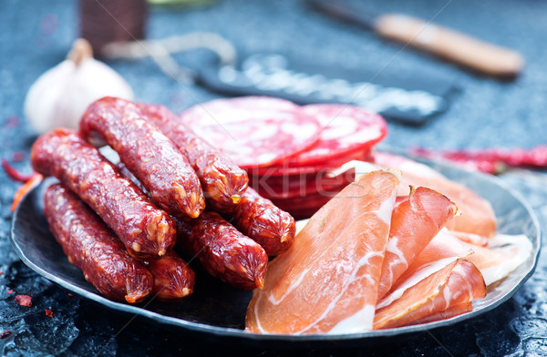 Italiaans ham gerookt worstjes salami voorraad Stockfoto © tycoon