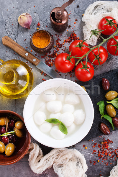 Caprese vers ingrediënten caprese salade tabel achtergrond Stockfoto © tycoon